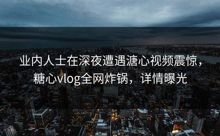 业内人士在深夜遭遇溏心视频震惊，糖心vlog全网炸锅，详情曝光
