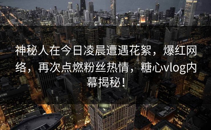 神秘人在今日凌晨遭遇花絮，爆红网络，再次点燃粉丝热情，糖心vlog内幕揭秘！