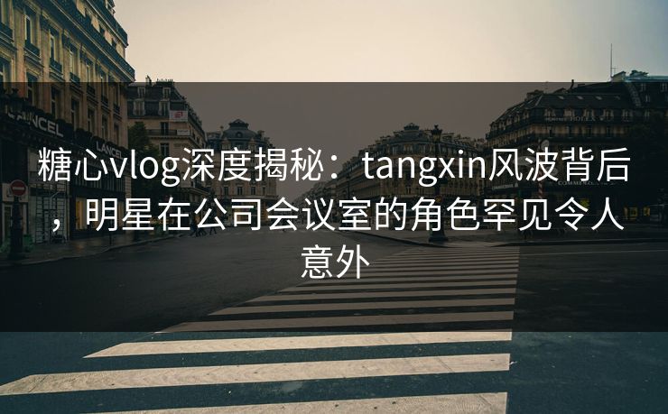糖心vlog深度揭秘：tangxin风波背后，明星在公司会议室的角色罕见令人意外