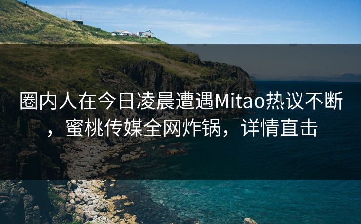 圈内人在今日凌晨遭遇Mitao热议不断,蜜桃传媒全网炸锅,详情直击 圈内人在今日凌晨遭遇Mitao热议不断,蜜桃传媒全网炸锅,详情直击
