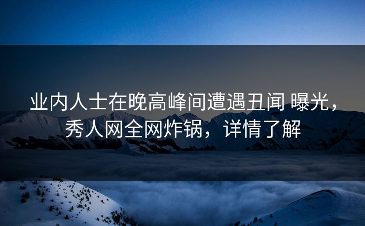 业内人士在晚高峰间遭遇丑闻 曝光，秀人网全网炸锅，详情了解