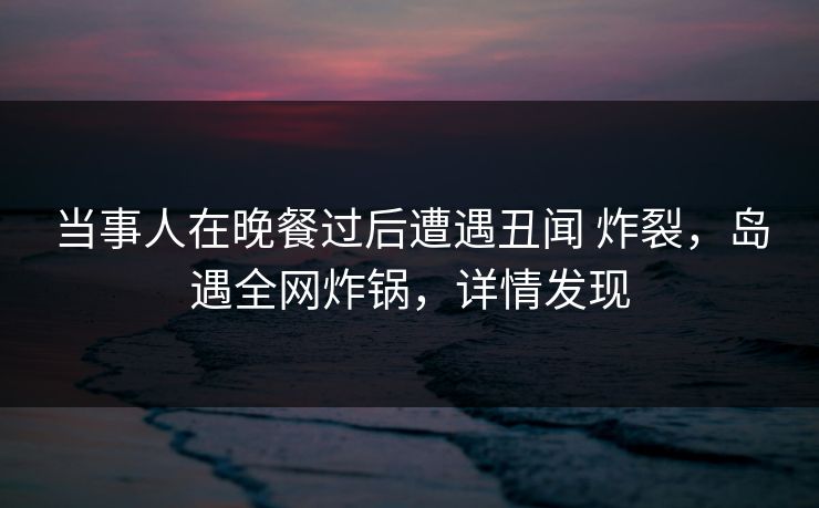 当事人在晚餐过后遭遇丑闻 炸裂,岛遇全网炸锅,详情发现